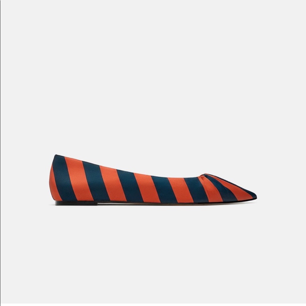 ZARA STRIPED FABRIC BALLET FLATS